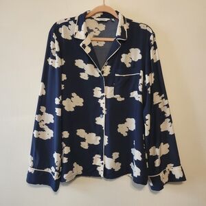 & Other Stories Navy and Cream Print Top